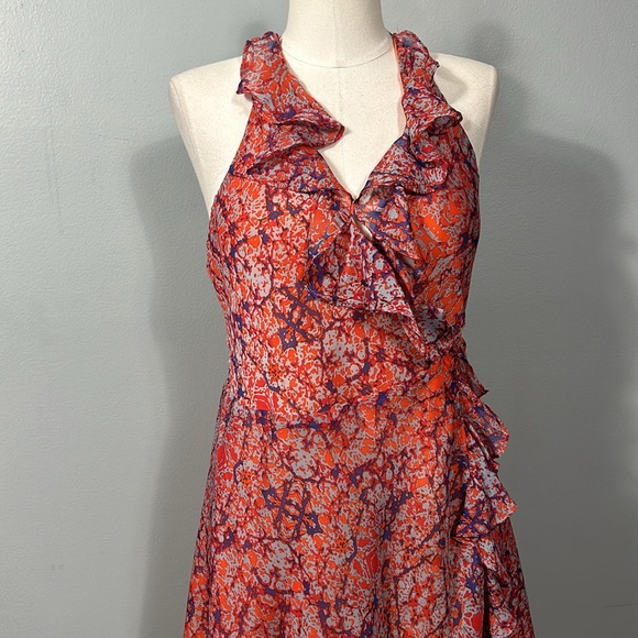 MM Couture by Miss Me Halter Strap Floral Wrap Dress with Ruffles Size Small - Picture 2 of 16